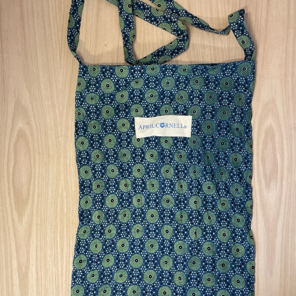 April Cornell Lightweight Tote Blue Green Large Shoulder Bag Fabric